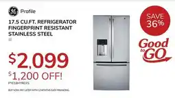 Goemans Appliances GE PROFILE 17.5 CU.FT. REFRIGERATOR FINGERPRINT RESISTANT STAINLESS STEEL offer