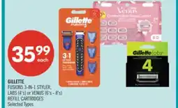 Shoppers Drug Mart GILLETTE FUSION5 3-IN-1 STYLER, LABS (4's) or VENUS (6's - 8's) REFILL CARTRIDGES offer