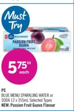 Shoppers Drug Mart PC BLUE MENU SPARKLING WATER or SODA offer