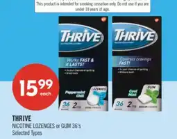 Shoppers Drug Mart THRIVE NICOTINE LOZENGES or GUM offer