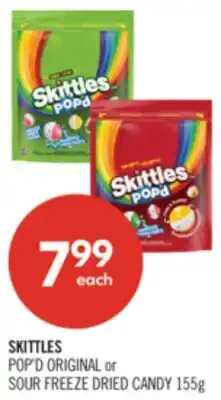 Shoppers Drug Mart SKITTLES POP'D ORIGINAL or SOUR FREEZE DRIED CANDY offer