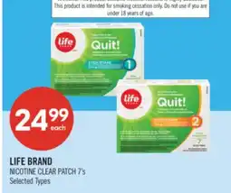 Shoppers Drug Mart LIFE BRAND NICOTINE CLEAR PATCH offer