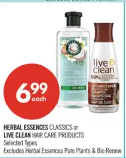 Shoppers Drug Mart HERBAL ESSENCES CLASSICS or LIVE CLEAN HAIR CARE PRODUCTS offer