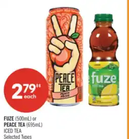 Shoppers Drug Mart FUZE (500mL) or PEACE TEA (695mL) ICED TEA offer