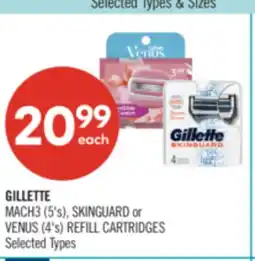 Shoppers Drug Mart GILLETTE MACH3 (5's), SKINGUARD or VENUS (4's) REFILL CARTRIDGES offer