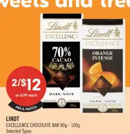 Shoppers Drug Mart LINDT EXCELLENCE CHOCOLATE BAR offer