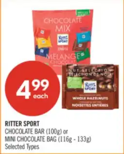 Shoppers Drug Mart RITTER SPORT CHOCOLATE BAR (100g) or MINI CHOCOLATE BAG (116g - 133g) offer