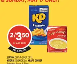 Shoppers Drug Mart LIPTON CUP—A-SOUP (4's), KNORR SIDEKICKS or KRAFT DINNER offer