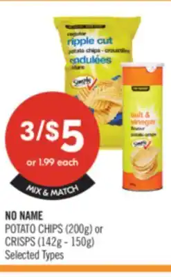 Shoppers Drug Mart NO NAME POTATO CHIPS (200g) or CRISPS (142g - 150g) offer