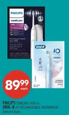 Shoppers Drug Mart PHILIPS SONICARE 4500 or ORAL-B iO3 RECHARGEABLE TOOTHBRUSH offer
