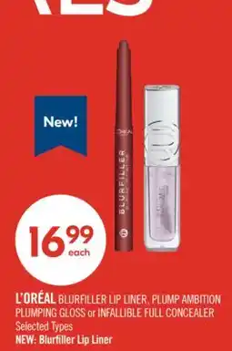 Shoppers Drug Mart L'ORÉAL BLURFILLER LIP LINER, PLUMP AMBITION PLUMPING GLOSS or INFALLIBLE FULL CONCEALER offer