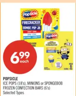 Shoppers Drug Mart POPSICLE ICE POPS (18's), MINIONS or SPONGEBOB FROZEN CONFECTION BARS (6's) offer