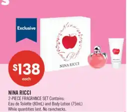 Shoppers Drug Mart NINA RICCI 2-PIECE FRAGRANCE SET Contains: Eau de Toilette (80mL) and Body Lotion (75mL) offer