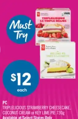 Shoppers Drug Mart PC TRIPLELICIOUS STRAWBERRY CHEESECAKE, COCONUT CREAM or KEY LIME PIE offer