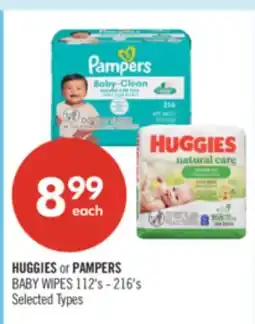 Shoppers Drug Mart HUGGIES or PAMPERS BABY WIPES offer