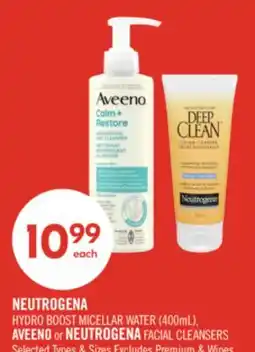 Shoppers Drug Mart NEUTROGENA HYDRO BOOST MICELLAR WATER (400mL), AVEENO or NEUTROGENA FACIAL CLEANSERS offer