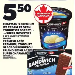 Independent City Market CHAPMAN'S PREMIUM ICE CREAM, FROZEN YOGURT OR SORBET, 2 L OR SUPER NOVELTIES, 6-20'S offer