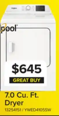 Leon's Whirlpool White Electric Dryer (7.0 Cu. Ft.) with Adaptive Dry - YWED4105SW offer