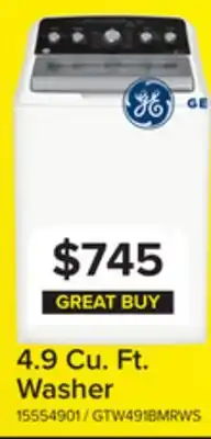 Leon's GE White Top Load Washer (4.9 Cu. Ft.) - GTW491BMRWS offer