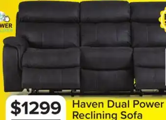 Leon's Haven Dual Power Reclining Sofa offer