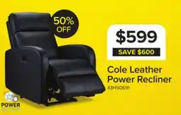 Leon's Cole Leather Power Recliner - Black offer