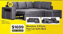 Leon's Meadow 3-Piece Sectional with Left-Facing Pop-Up Bed - Grey offer