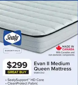 Leon's Sealy Essentials Evan II Medium Queen Mattress offer