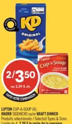Pharmaprix LIPTON CUP-A-SOUP (4), KNORR SIDEKICKS or KRAFT DINNER offer
