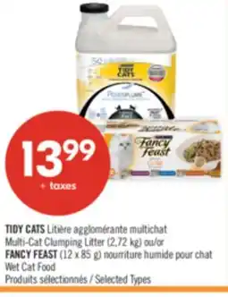 Pharmaprix TIDY CATS Multi-Cat Clumping Litter (2.72 kg) or FANCY FEAST Wet Cat Food (12 x 85 g) offer