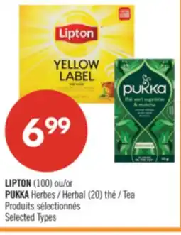 Pharmaprix LIPTON (100) or PUKKA Herbal (20) Tea offer