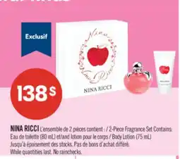 Pharmaprix NINA RICCI 2-Piece Fragrance Set Contains (80 mL) and Body Lotion (75 mL) offer