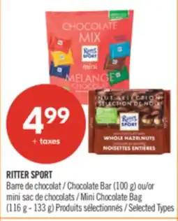 Pharmaprix RITTER SPORT Chocolate Bar (100 g) or Mini Chocolate Bag (116 g - 133 g) offer