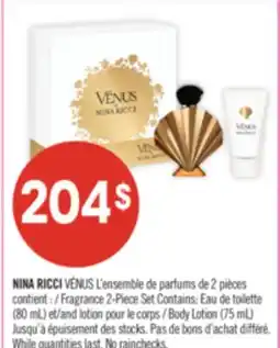 Pharmaprix NINA RICCI VÉNUS Fragrance 2-Piece Set (80 mL) and Body Lotion (75 mL) offer