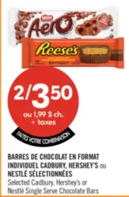 Pharmaprix Selected Cadbury, Hershey's or Nestlé Single Serve Chocolate Bars offer