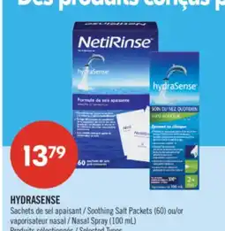 Pharmaprix HYDRASENSE Soothing Salt Packets (60) or Nasal Spray (100 mL) offer