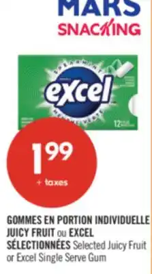 Pharmaprix Selected Juicy Fruit or Excel Single Serve Gum offer
