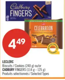 Pharmaprix LECLERC Biscuits / Cookies (240 g) or CADBURY FINGERS (114 g - 125 g) offer