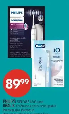 Pharmaprix PHILIPS SONICARE 4500 or ORAL-B iO3 Rechargeable Toothbrush offer