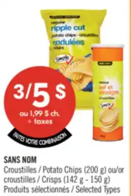 Pharmaprix NO NAME Potato Chips (200 g) or Crisps (142 g - 150 g) offer