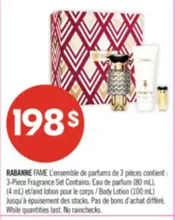 Pharmaprix RABANNE FAME 3-Piece Fragrance Set Contains: Eau de Parfum (80 mL), (4 mL) and Body Lotion (100 mL) offer