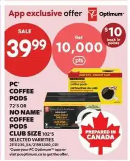 Real Canadian Superstore PC Coffee Pods or No Name Coffee Pods offer