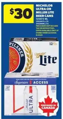 Real Canadian Superstore Michelob Ultra or Miller Lite Beer Cans offer