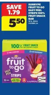 Real Canadian Superstore SunRype Fruit to Go Easy Peel Strips 100% Fruit Snack Bar offer