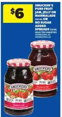 Real Canadian Superstore Smucker's Pure Fruit Jam, Jelly or Marmalade offer