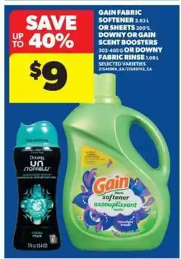 Real Canadian Superstore Gain Fabric Softener or Sheets, Downy or Gain Scent Boosters, Downy Fabric Rinse offer