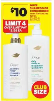 Real Canadian Superstore Dove Shampoo or Conditioner offer