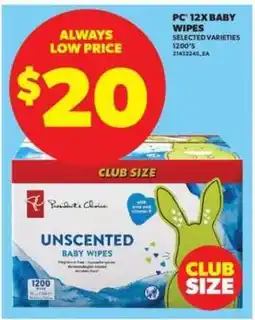 Real Canadian Superstore PC 12X Baby Wipes offer
