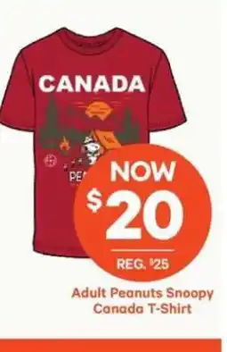 Real Canadian Superstore Adult Peanuts Snoopy Canada T-Shirt offer
