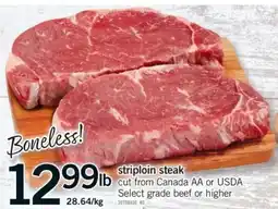 Fortinos Boneless striploin steak offer
