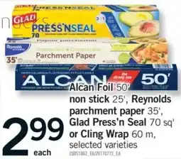 Fortinos Alcan foil non stick, reynolds parchment paper, glad press'n seal or cling wrap offer